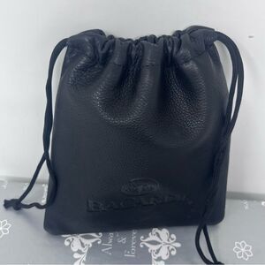 Bacardi Black Leather Promotional Drawstring Cinch Pouch Bacardi Rum